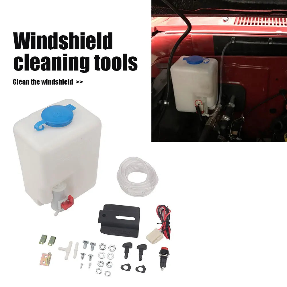 1-3Sets Windscreen Washer Pump 12V 1.5L Car Windshield Washer Bottle Kit Car Windshield Washer Reservoir Pump Car Cleaning Tools
