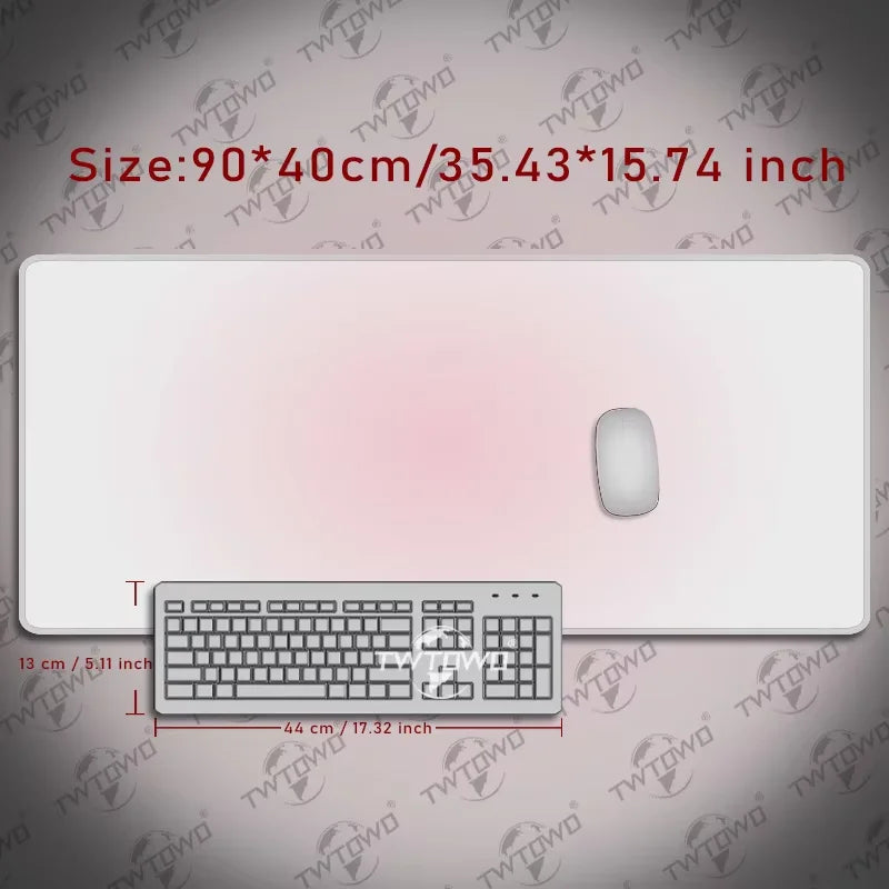 Mouse Pad White Pink Gamer printon demand New Mousepad XXL Mechanical Keyboard Pad Natural Rubber Office Non-Slip Soft Table Mat