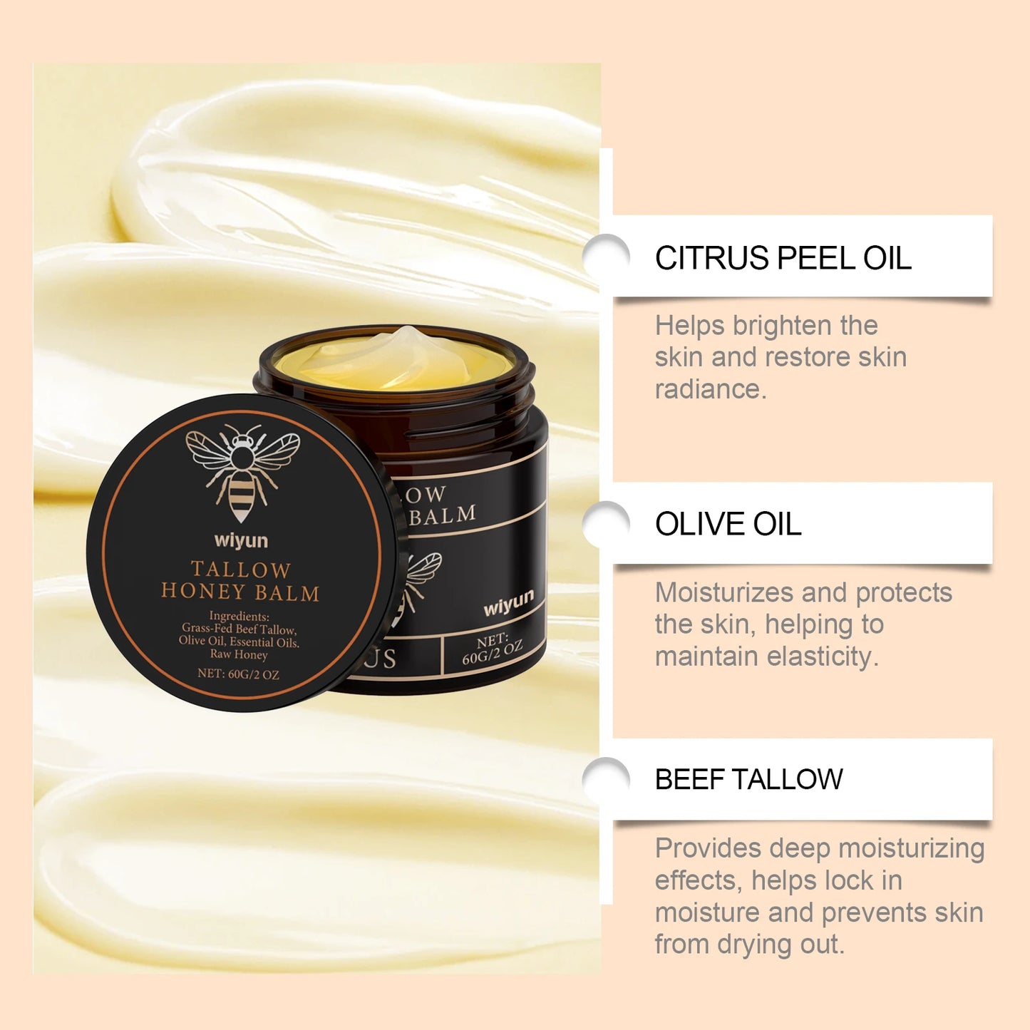 Beef Tallow Honey Moisturizing Cream Hydration Nourishing Korean Skin Care Bleaching Firming Face Body Moisturizer Lotion