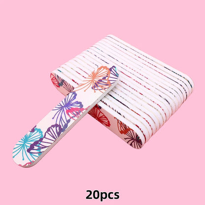 20pcs 9cm Cartoon Printed Emery Board Nail Files Beauty Assorted Cute Patterns Double Sided Manicure Pedicure Tools Nail Care