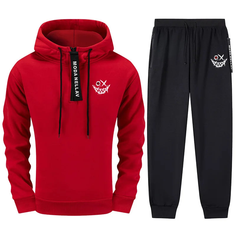 2025 New Arrival Men's Sportswear Zipper Hoodie + Pants Urban Casual Fashion Sweatshirt Outfit Autumn Winter Training Sport Suit