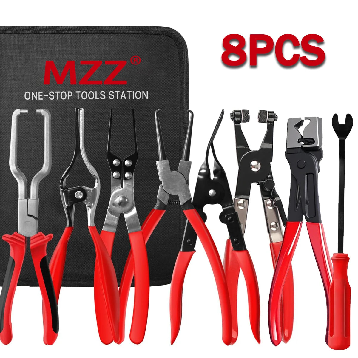 Wire Long Reach Hose Clamp Pliers Set Motorcycle Fuel Oil Water Hose Auto Tools,Hose Clamp Pliers for Fuel Oil & Water Hoses,Red