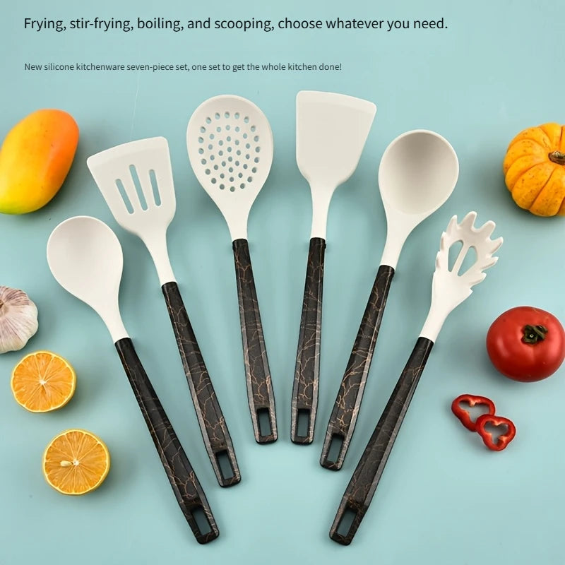 7Pcs Silicone Cooking Utensils Set For Non-stick Cookware Black Kitchen Cuisine Outils Cookware Heat Resistant Accessoires