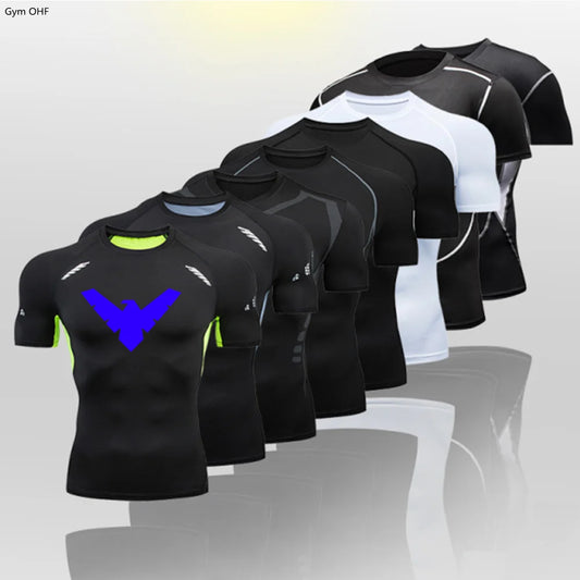 Compression Nightwing Print Tops For Men T Shirt Rashguard Jiu Jitsu Gym Fitness Running Train   ing Shirts Jersey Short Sleeved