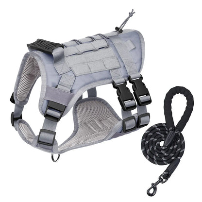 Heavy Duty Tactical Dog Vest Harness New Multi-Function Vest with Handle Leash for Big Dogs Outdoor No-Pull Gear Dog Collar P017