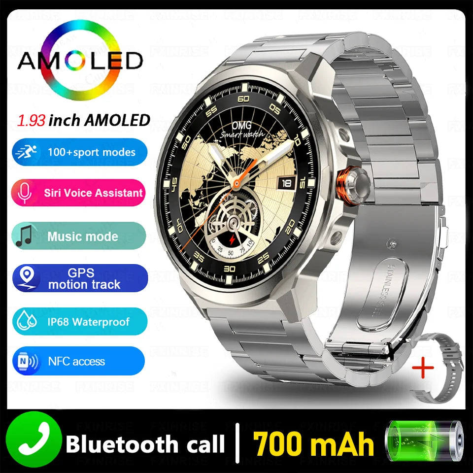 [New 2026] SK50 NFC 1.93 inch Smart Watch Ultra HD AMOLED Display Voice Calling 100+ Sports Modes 24H Health Monitor Smartwatch