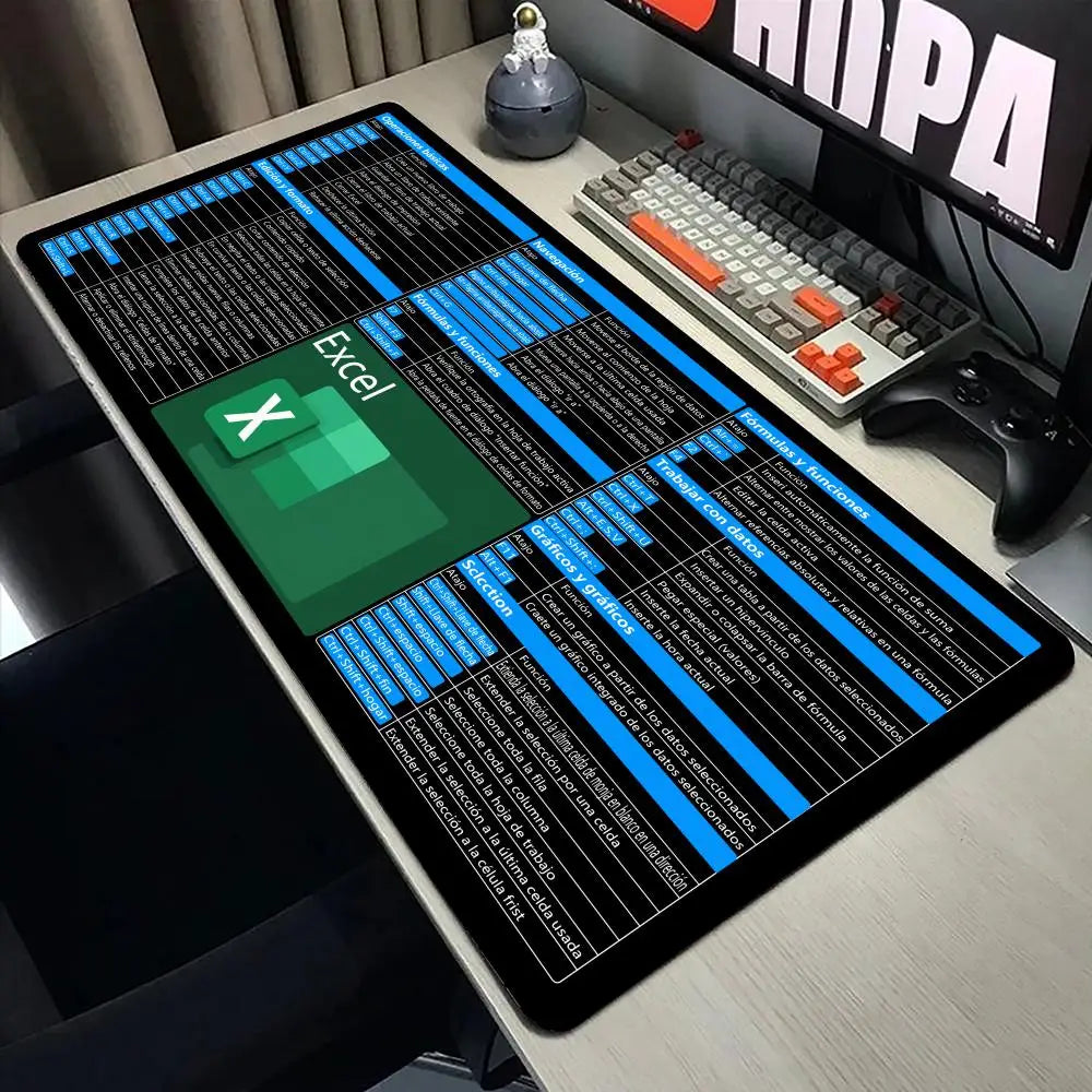 Mouse Shortcut Pad Large Key mouse pad, desk Spanish pad, Excel HD anti slip base, washable for office and home Printing use