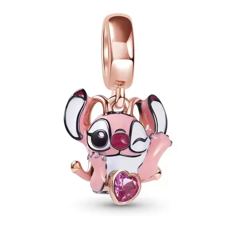 Disney Plata De Ley 925 Silver Charm Monster Activity Flowers Pendant Beads Original Women Bracelets Bangles DIY Jewelry Gift