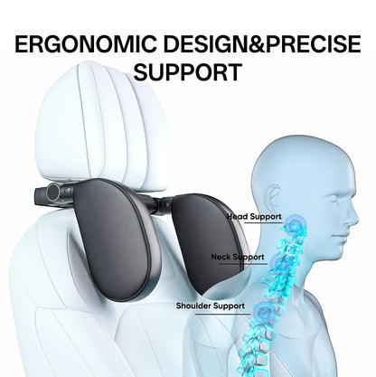 Ergonomic Car Side Sleep Pillow, Durable PVC Leather Memory Foam Headrest Pillow, All-Season Comfort Pillow for Travel Napping R