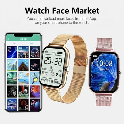 Smart Watch Android Phone 1.47'' Inch Color Screen Bluetooth Call Blood Oxygen/Pressure Monitoring Smart Watch Women Men