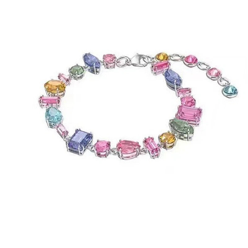 YEEVAA Candy Colorful Imitation Crystal Dopamine Unique Design Choker Necklace Bracelet Earrings, Jewelry for Women Bridal Gift