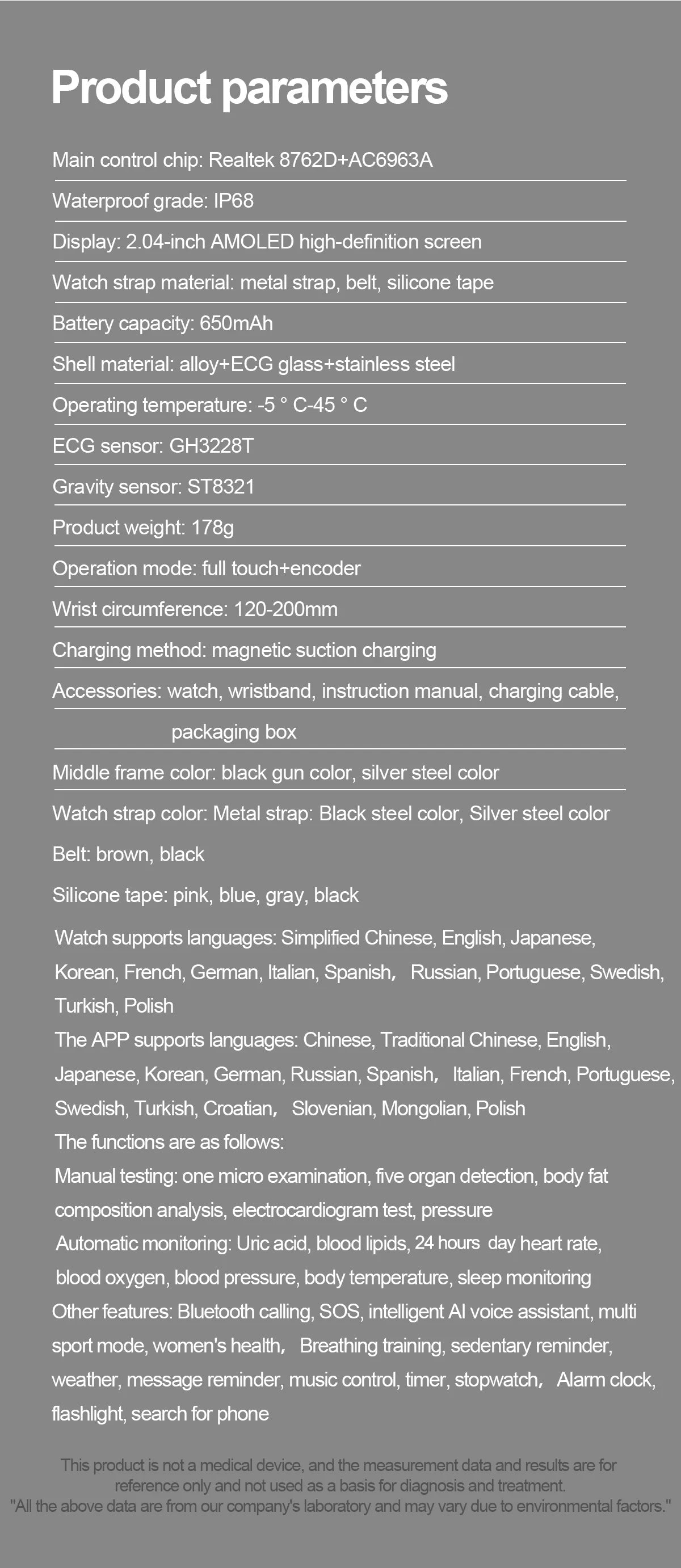 2025 New Smart Watch 2.04-inch AMOLED Screen Bluetooth Call IP68 Waterproof 650mA Sports Smartwatches Men Android Military-Grade