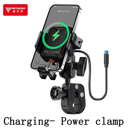 MOTOWOLF Motorcycle Riding Shock-Absorbing Phone Holder Type-c Charger Adjustable Anti-Theft Quick Release Navigation Bracket