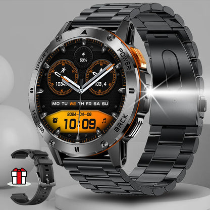 2025  Smart Watch Wireless Calling Weather Forecast Magnetic Charging Waterproof LED Flashlight Men smartwatch For Android IOS