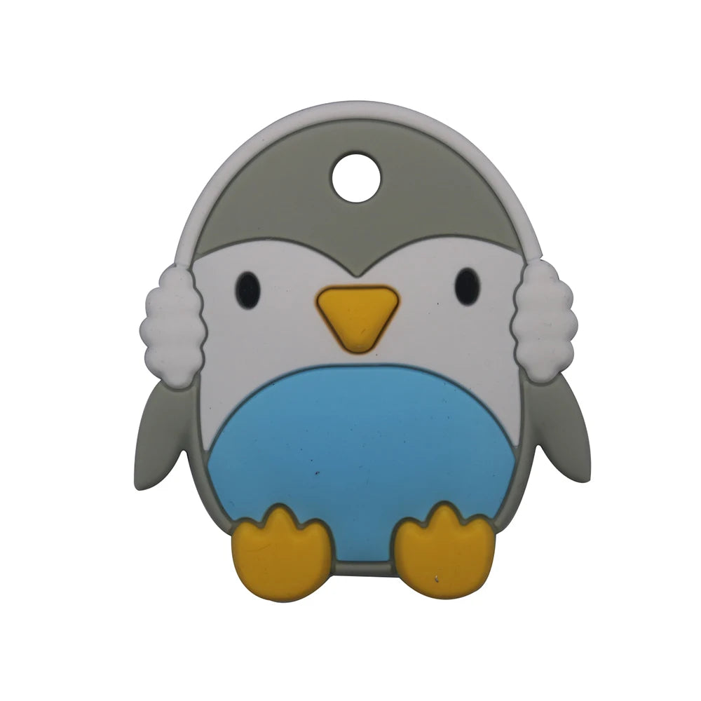 Baby Teethers Silicone Teething Toy 1pc DIY Pacifier Clips Accessories Cartoon Penguin  Kids Product Food Grade Silicone Goods
