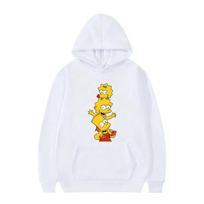 Disney The Simpsons Funny Pattern Casual Hooded Tops Men Woman Loose Comfortable Winter Black Sports Pullovers Fashion Clothing