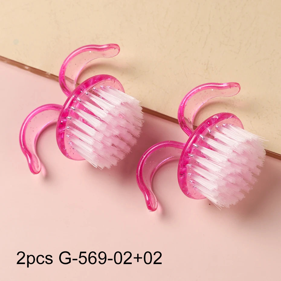 2/3pcs Plastic Nail Brushes Pink Soft Brush Nail Hand Scrubbing Cleaning Brush Dust Cleaner Nail Art Manicure Remover Tools