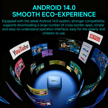 H20PLUS Smart Android TV Box Android 14.0 RK3528 Chipset 16GB/64GB Storage 2.4&5G Dual-Band WIFI 8K Media Player Set Top Box