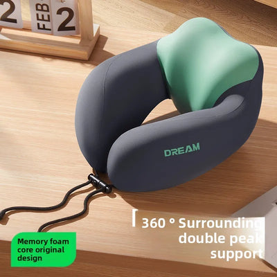 Memory Foam Travel Neck Pillow U Shape Ergonomic Support for Airplane Car Office Comfortable Portable Cervical Pillow