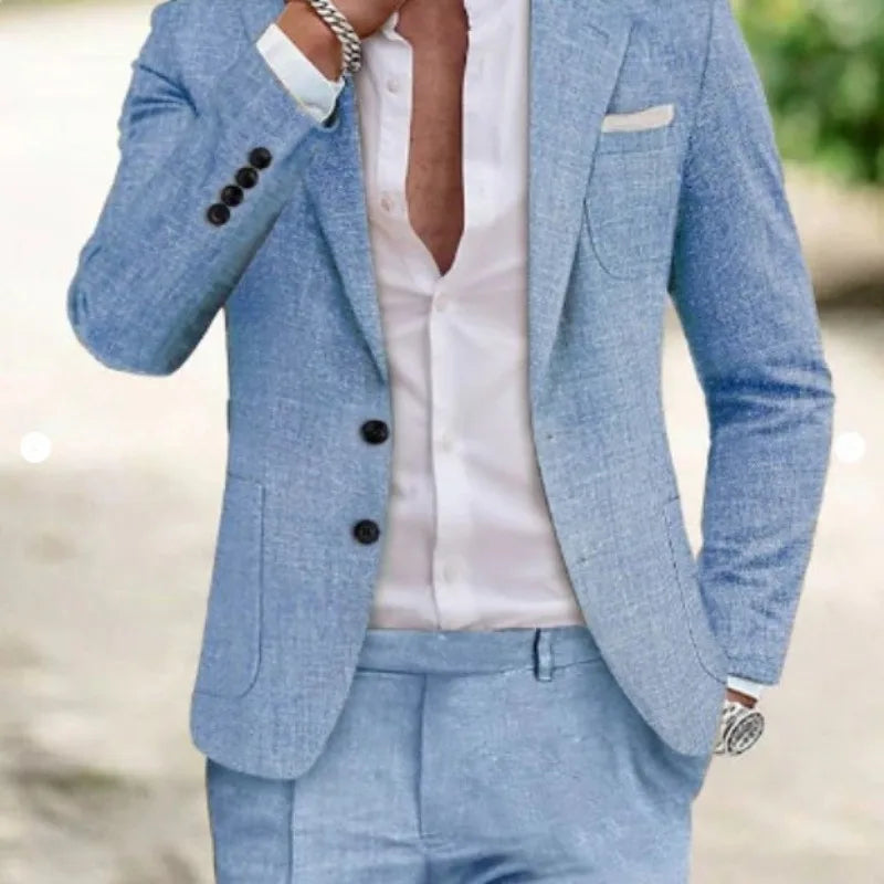 2025 Spring New Men Digital Print Casual Suit Set Jacket Pants Two Piece Cross Border Trade