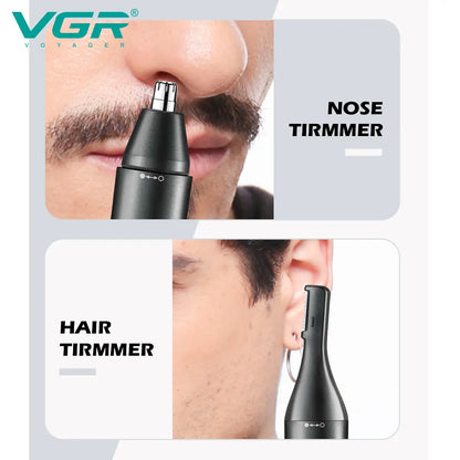 VGR V-613 New Design 2 in 1 IPX 5 Waterproof Hair Removal Appliances Rechargeable Electric Ear Eyebrow Nose Hair Trimmer