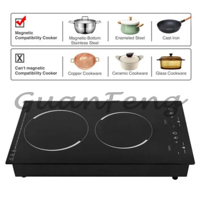 Double Portable Induction Cooktop Cooker with 2 Burner Independent Control