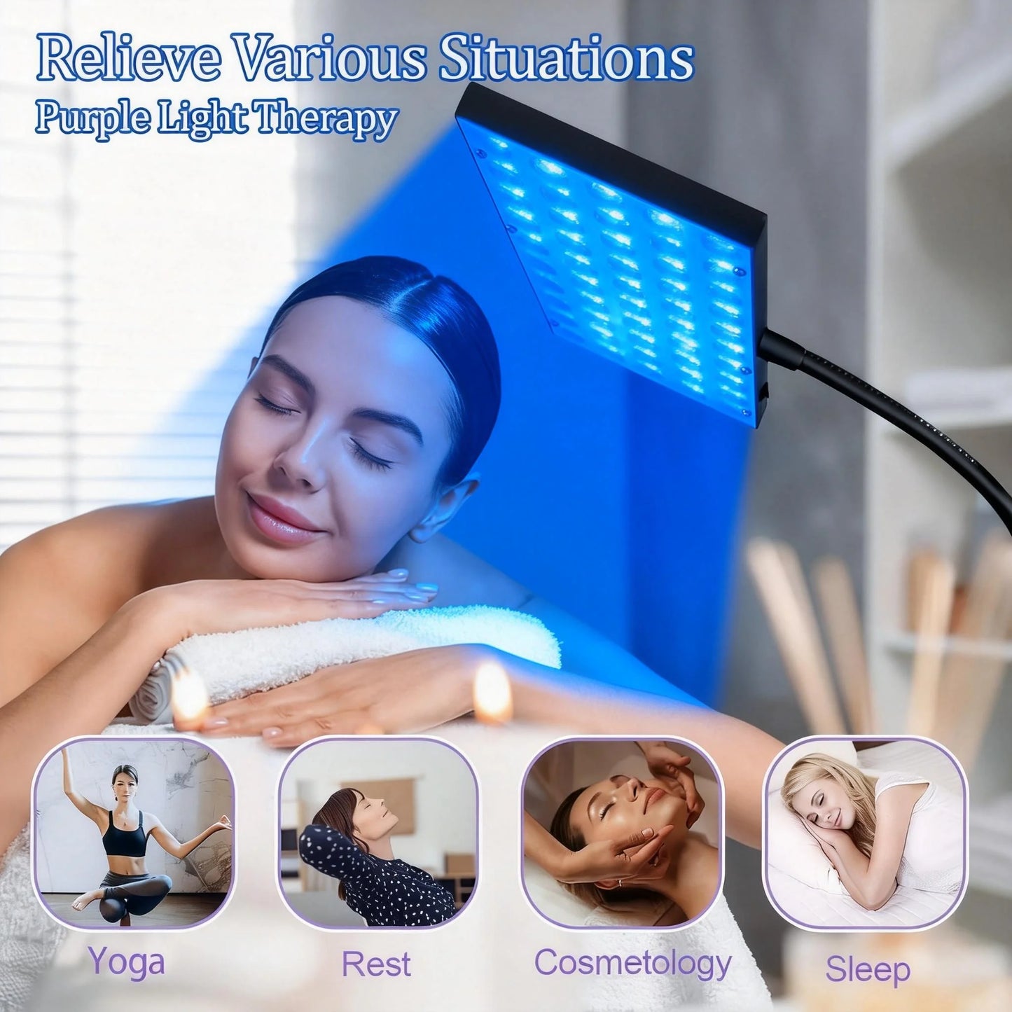 UV Tanning Lamp Home Solarium Body Tanning Light with Tripod Adjustable Height 200W 144 LED Beauty Skin Sun Lamp