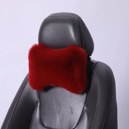 Winter Car Seat Neck Rest Pillow Plush Car Headrest Plush Cushion Warmth and Comfort Universal Lumbar Pillow Support Accessories