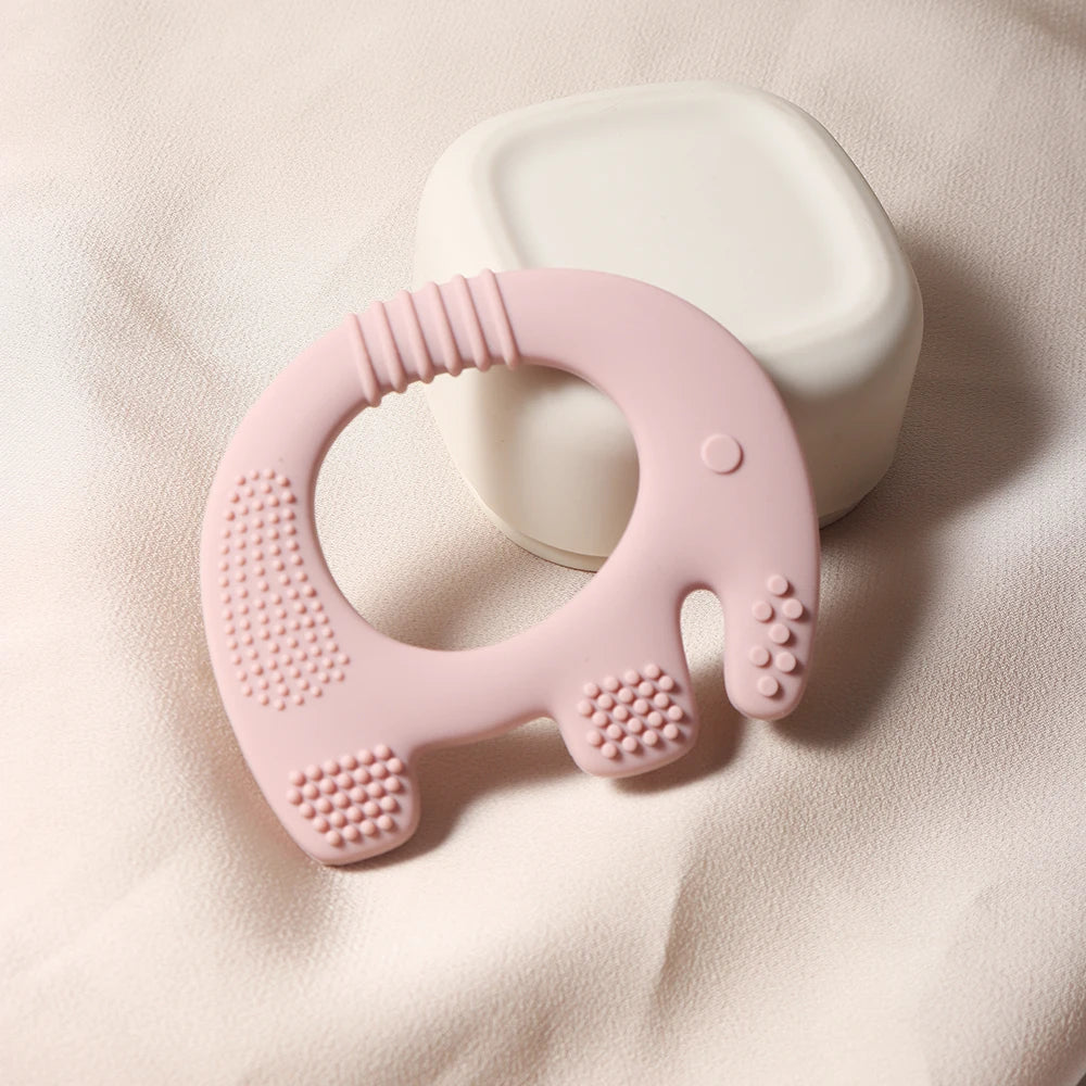 2024 new elephant shape silicone teether Food Grade cut chubby elephant baby Teething toy