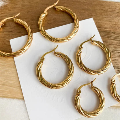 3pair/set Simple Twist Circle Round Hoop Earrings for Women Waterproof Stainless Steel Huggie Ear Buckle Statement Jewelry 2025