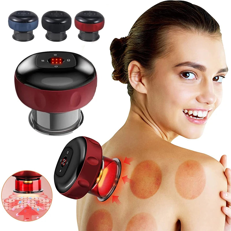 Smart Electric Vacuum Cupping Device Body Scraping Massager Heating Suction Cup Device Physical Fatigue Relief Beauty Health