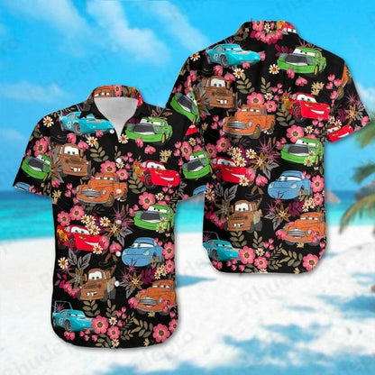 Disney Personalizes Lightning Mcqueen Men Women Shirt Cars Movie Hawaiian Shirt Kids Summer Beach Shirt
