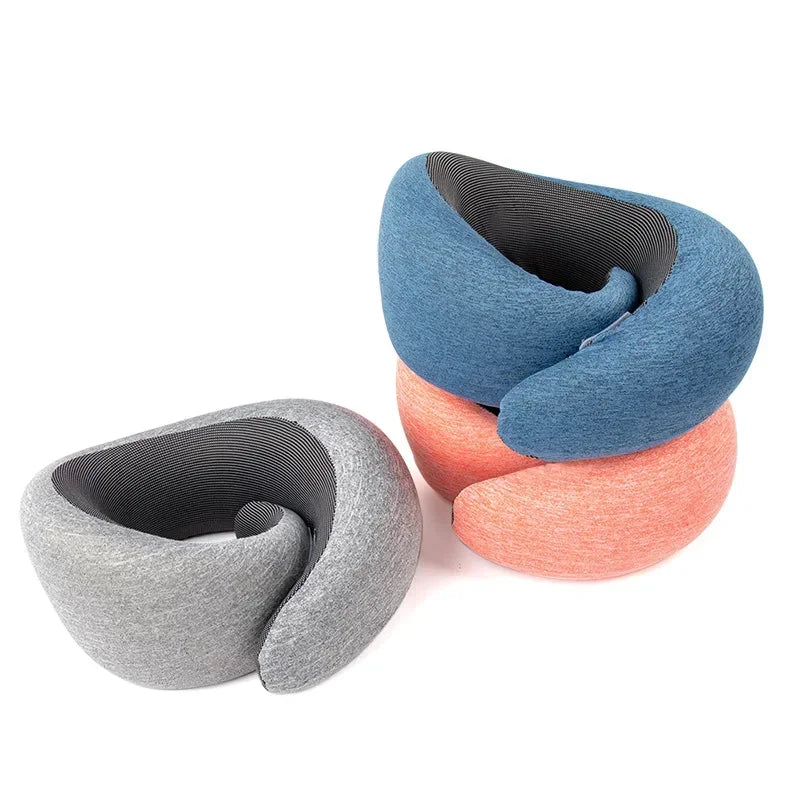 Hot-selling U-shaped memory foam neck pillow, snail travel neck pillow, portable cervical pillow, airplane nap pillow relaxation