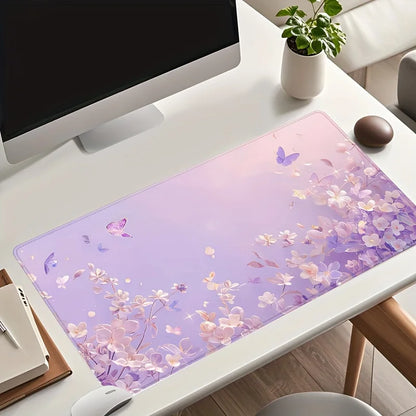 Dreamy Flower Butterfly Mouse Pad Purple Floral  Non-Slip Office or Home Workspace Office Desk Accessory Mouse Pads for Desk