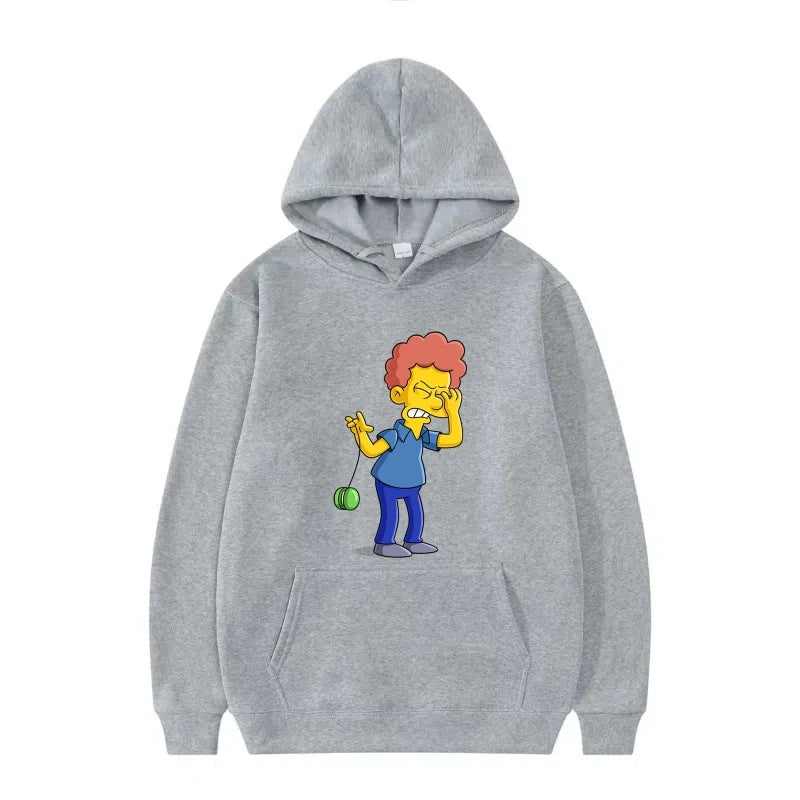 Disney The Simpsons Funny Pattern Casual Hooded Tops Men Woman Loose Comfortable Winter Black Sports Pullovers Fashion Clothing