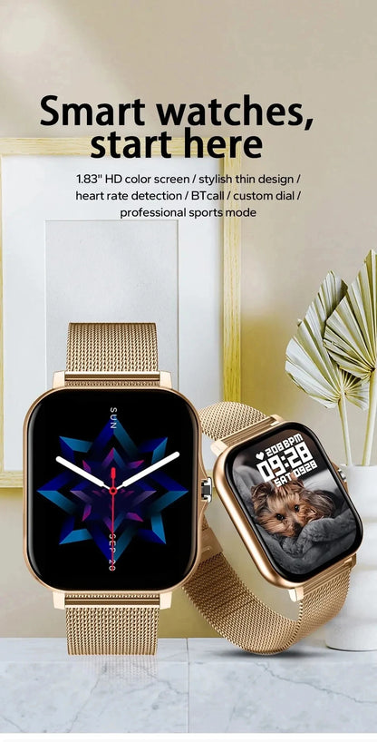 New Smart Watch 1.83inch Full Touch Screen Sport Fitness Watches BT Call Digital Smartwatch Wristwatch For Men Women Gift 2025