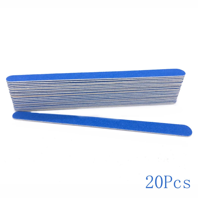 20Pcs/Lot Double Sided Thin Nail Files Rose Blue Purple Sandpaper Small Files 180 Grit Wooden Round File Care Nails Beauty Tools