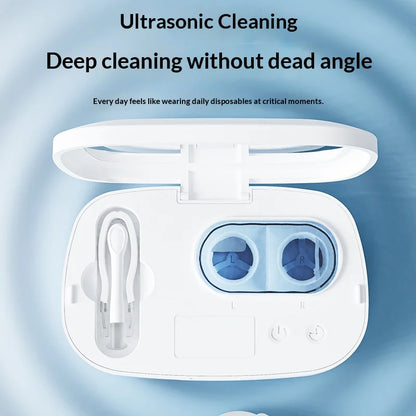 Portable Ultrasonic Contact Lens Cleaner Case with High Frequency Vibration USB Rechargeable Travel Beauty Pupil Storage Box Kit