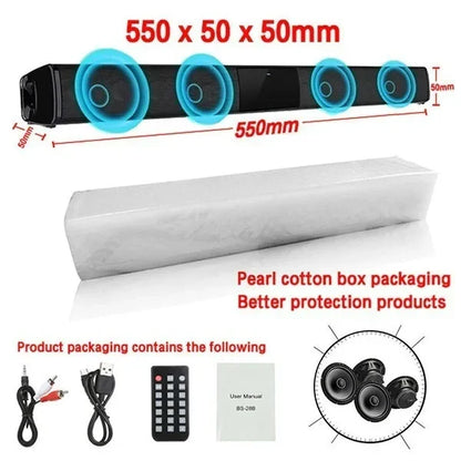 40W Soundbar TV Portable Bluetooth-compatible Speaker Sound bar Wireless Column Home Theater Sound System RCA AUX For TV PC