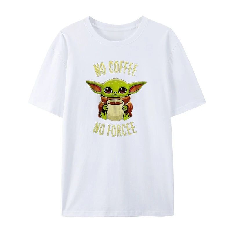 2025 Summer Cotton T-Shirt Marvel Yoda Baby Short Sleeve Loose and Versatile for Men and Women