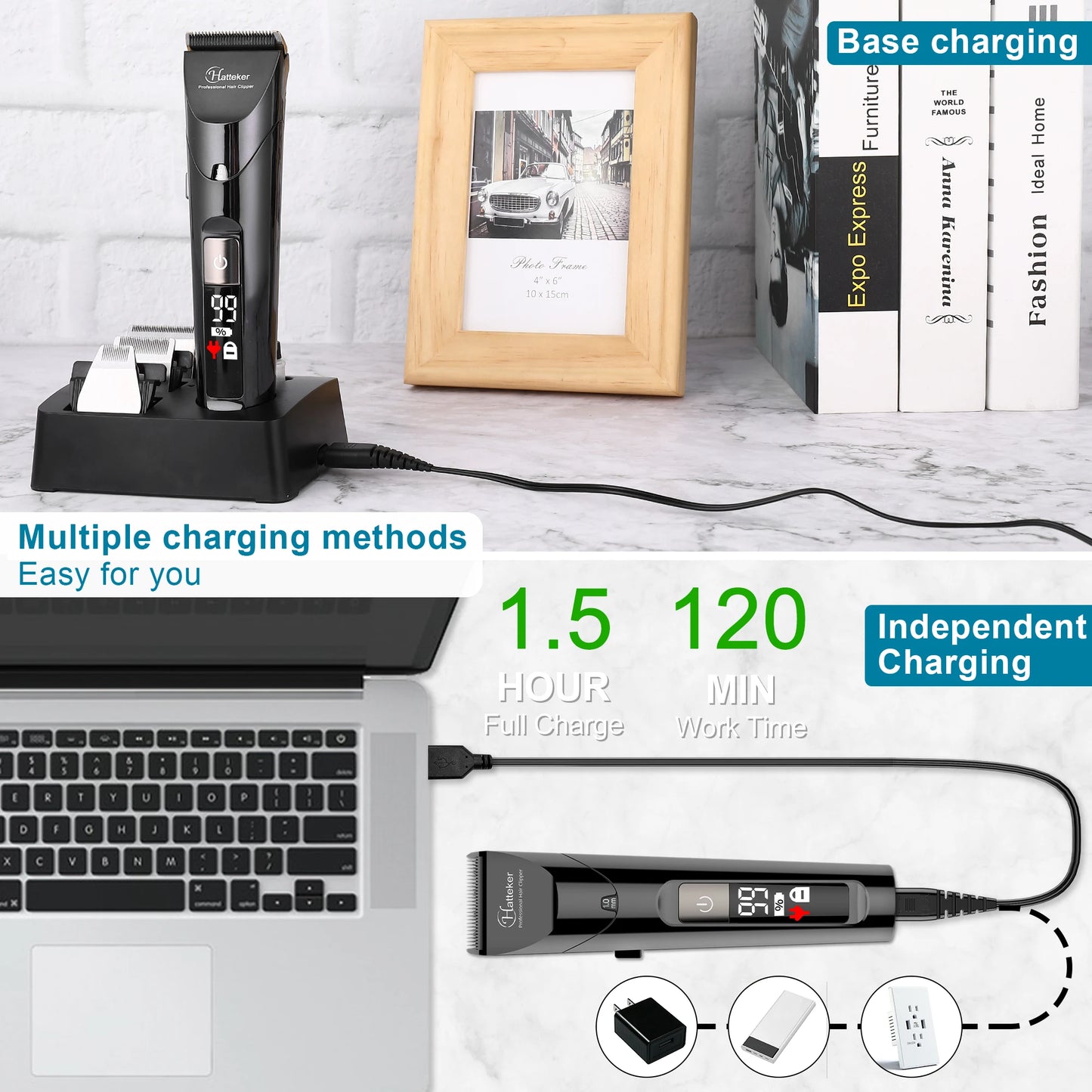 Hatteker Professional 4-in-1 Hair Clippers Trimmer for Men Hair Cutting Machine Home-appliance Hairdressing Tool Suit for barber