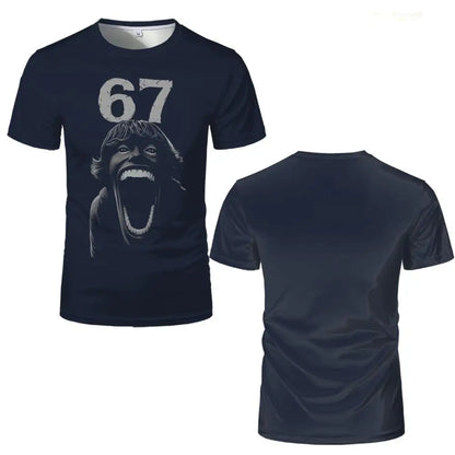 Fun Doot Doot 6 7meme Print T-Shirt Six Seven Slang Term Brain Rot Short-Sleeve Tee SCP-67 Unisex Casual Fashion Streetwear Tops