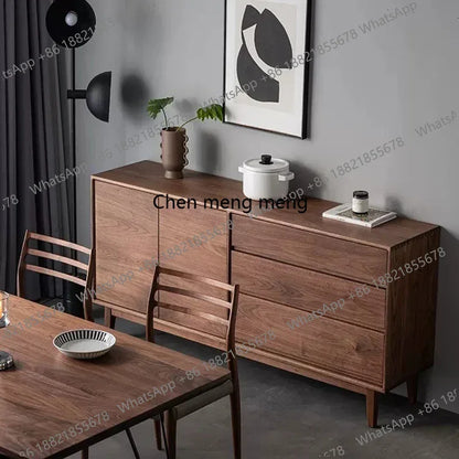 Nordic Black Walnut Sideboard Cabinet Modern Simple Storage Living Room Cabinets Premium Home Furniture Armoires De Salon