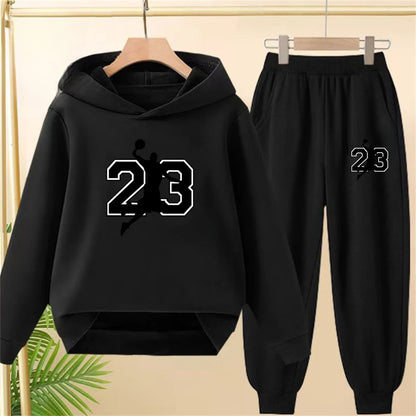 Children's Top and bottom Number 23 Basketball Hoodies Girls Boy age 3-12 Coat Casual Toddle Sweatshirr Hood autumn clothing