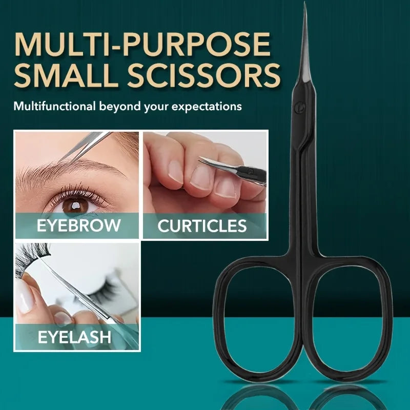 Curved Scissors  Multi-Purpose Stainless Steel Non-Slip Grip Scent-Free Shar Beauty Tool for Eyebrows Nails and Makeup Care
