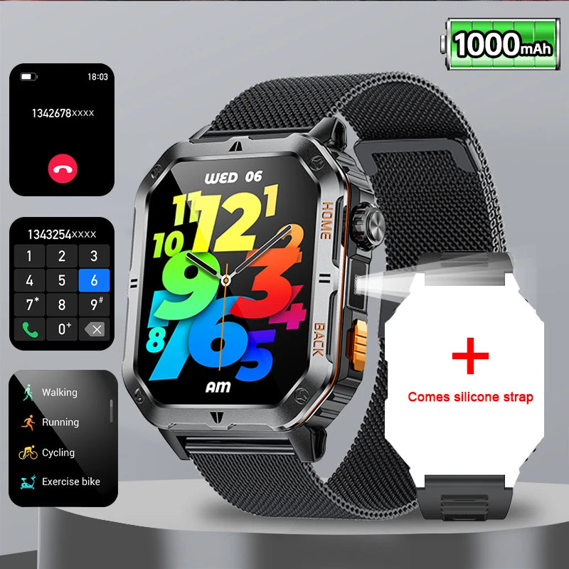 Smart Watch 2.01 Inch Screen Bluetooth Call 1000mAh Voice Assistant Watch Sport Fitness 3ATM Waterproof Smartwatch For Men 2025