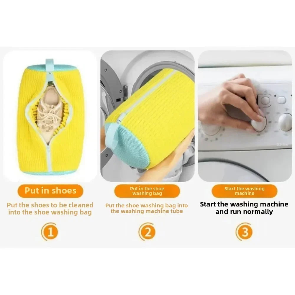 4/1PCS Chenille Shoe Laundry Bag Non-Abrasive Washing Machine Shoe Protector Bag for Sneakers Travel Storage Thickened Mesh Zipp