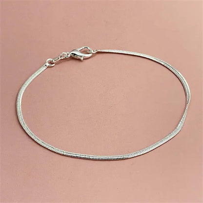 925 Sterling Silver Bracelet 2mm Flat Snake Bone Chain 20CM Women Men Wedding Accessories Jewelry Gifts