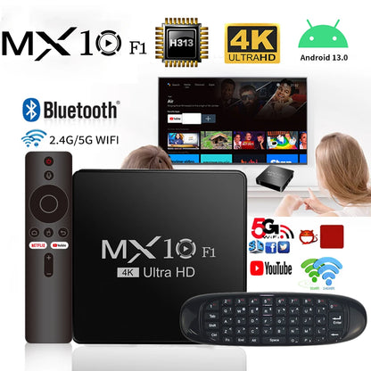 Smart TV Android Box MX10 F1 Android 13 Allwinner H313 Cortex™-A53 Build in Wi-Fi 2.4G + BT5.0 Set-Top TV Box