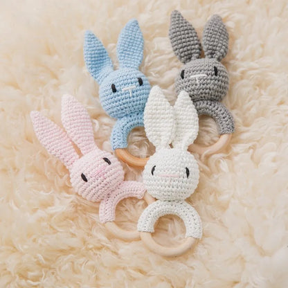 Wooden Rattle Baby Teether for Kids Teething Rings Animal Crochet Rattle Elephant Wooden Babies Gym Montessori Children's Toys